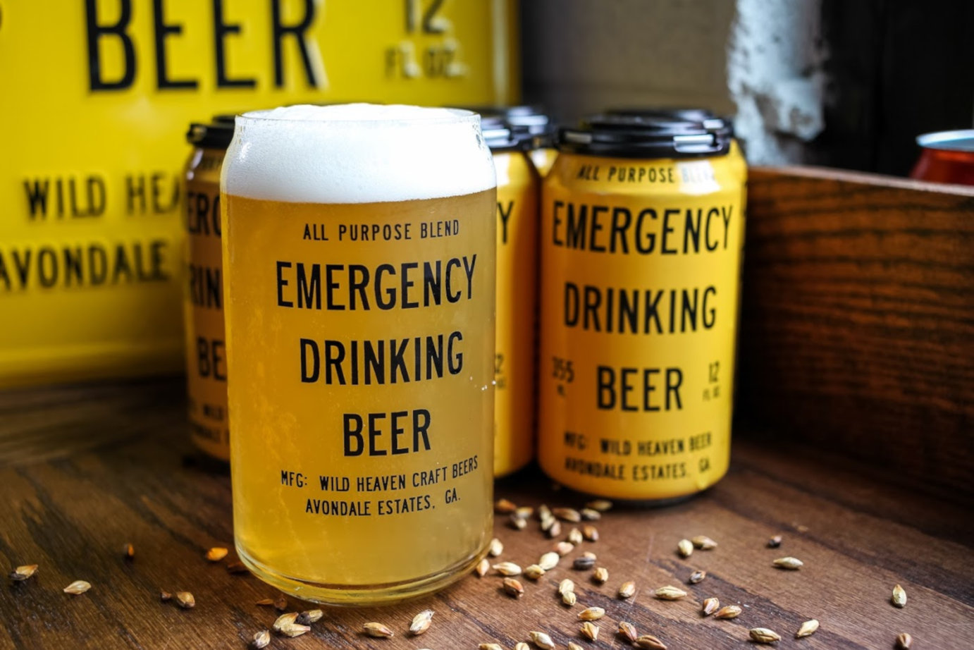 Emergency drinking beer glass and can